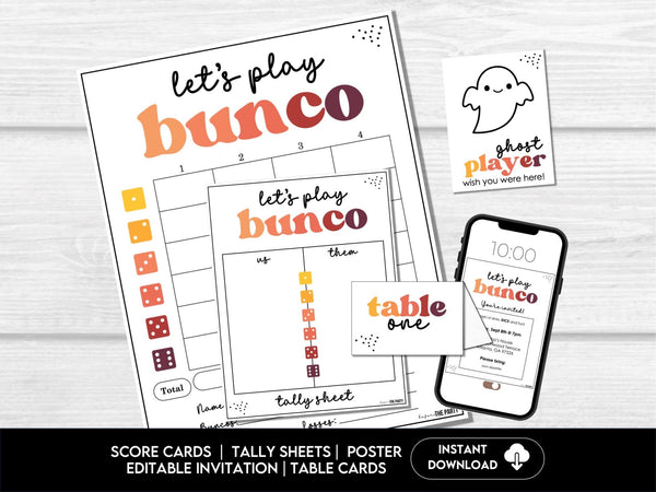 Fall Colors Bunco Score Cards, Autumn Bunco Score Sheets, FALL Bunco Invitation - Before The Party