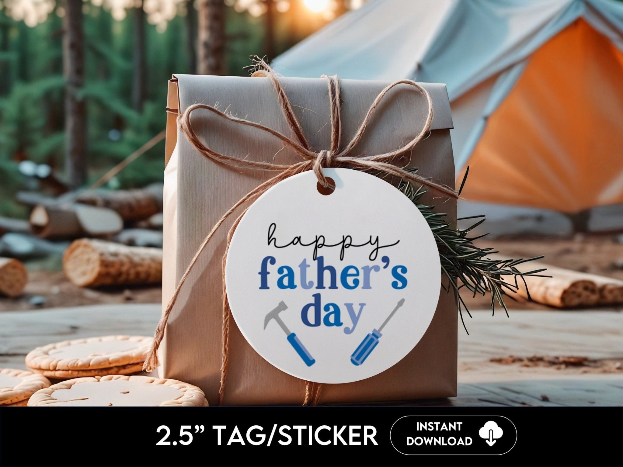 Father's Day Round Gift Tag | Sticker Template | 2.5" - Before The Party