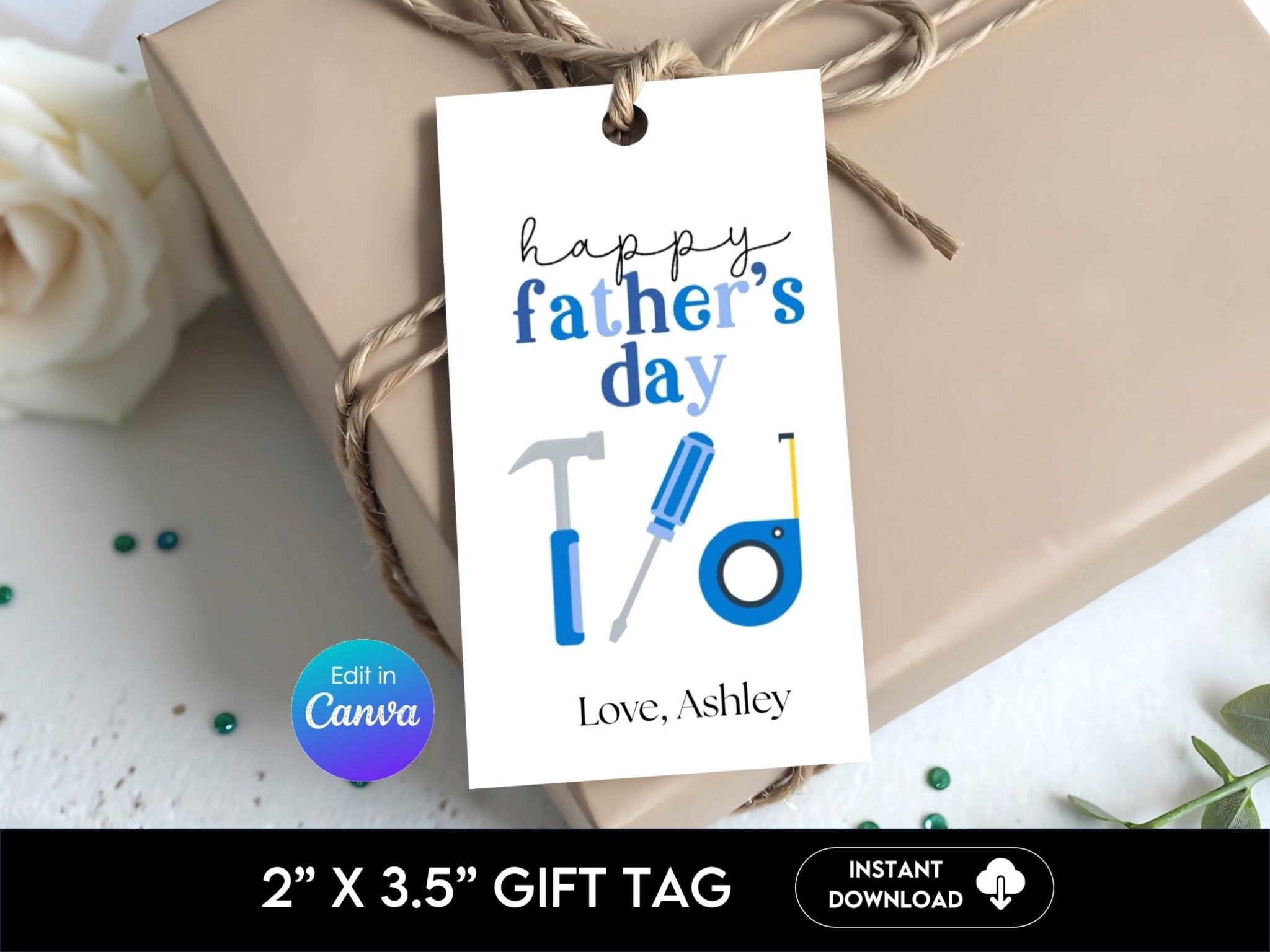 Father's Day Tool Theme Gift Tag (Edit Your name) - Before The Party
