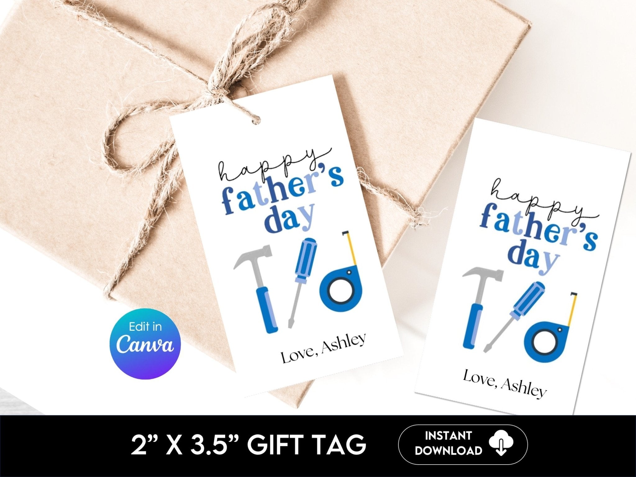 Father's Day Tool Theme Gift Tag (Edit Your name) - Before The Party