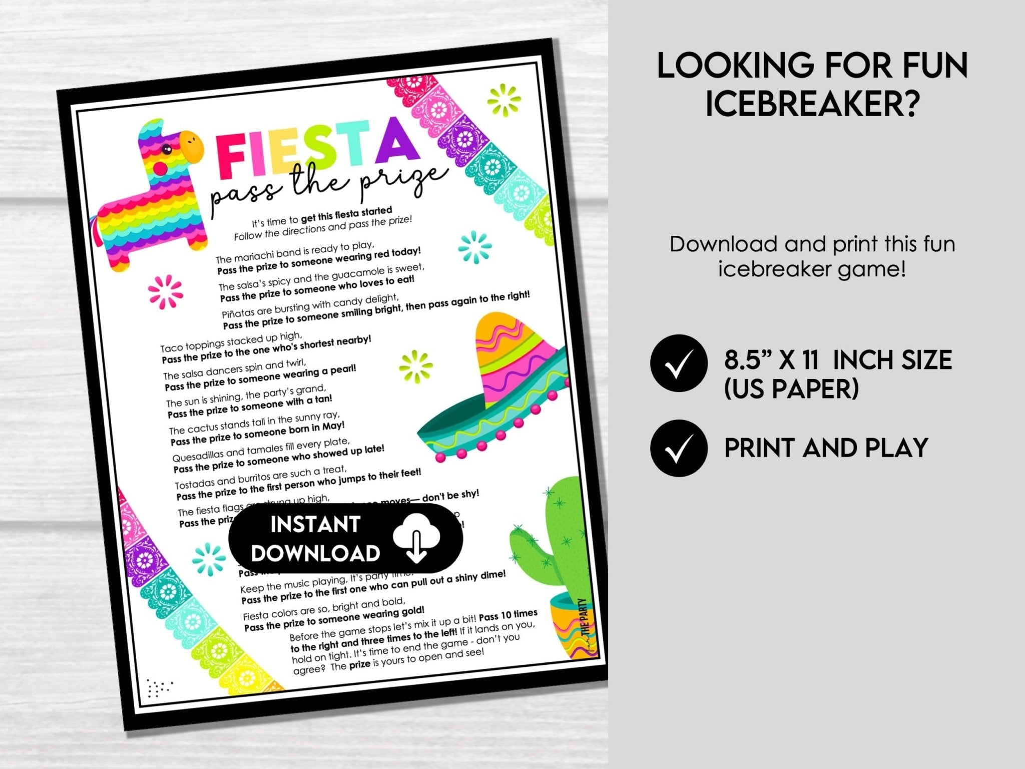 Fiesta Pass the Present - Printable Party Game For all Ages