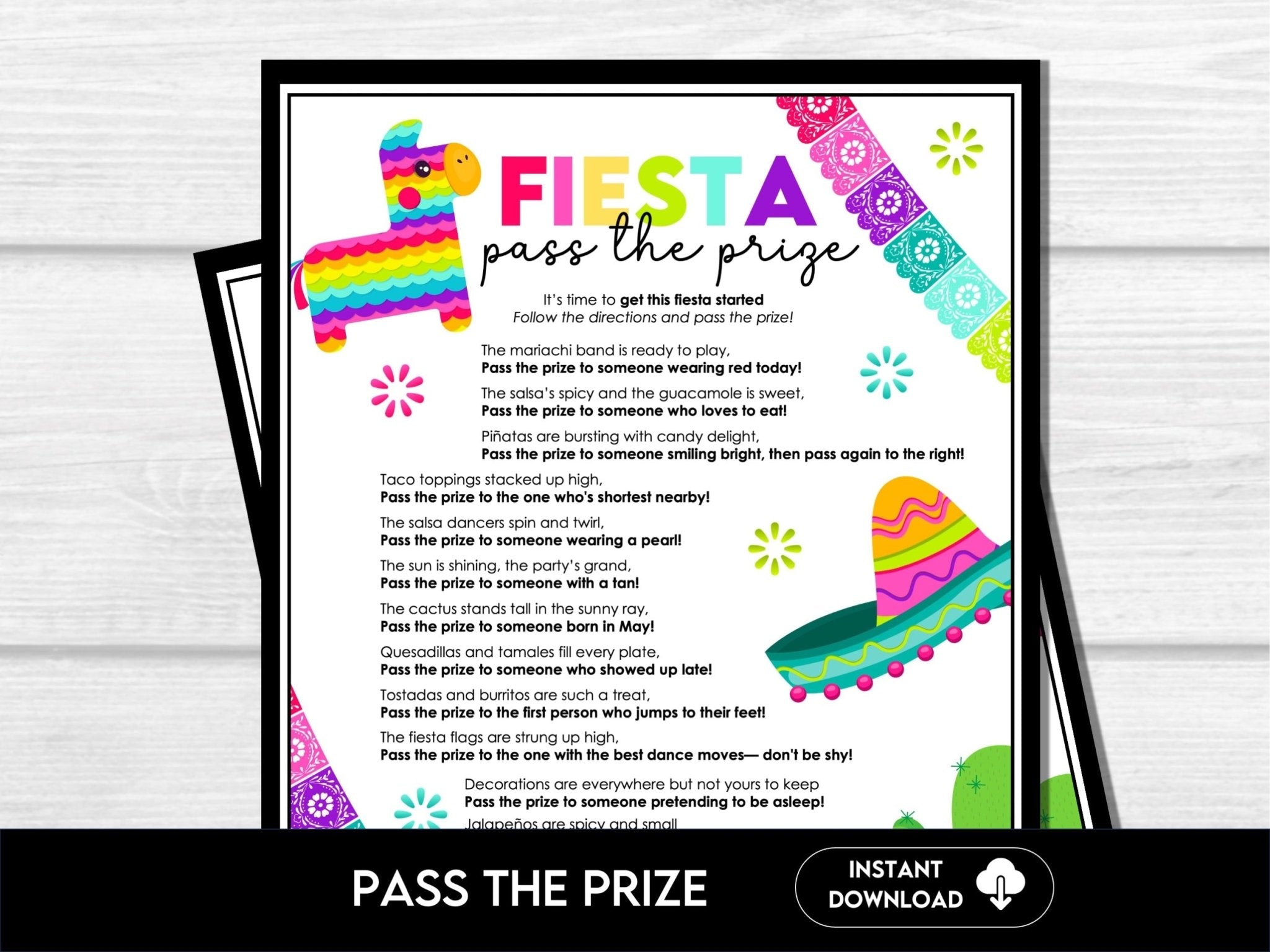 Fiesta Pass the Present - Printable Party Game For all Ages