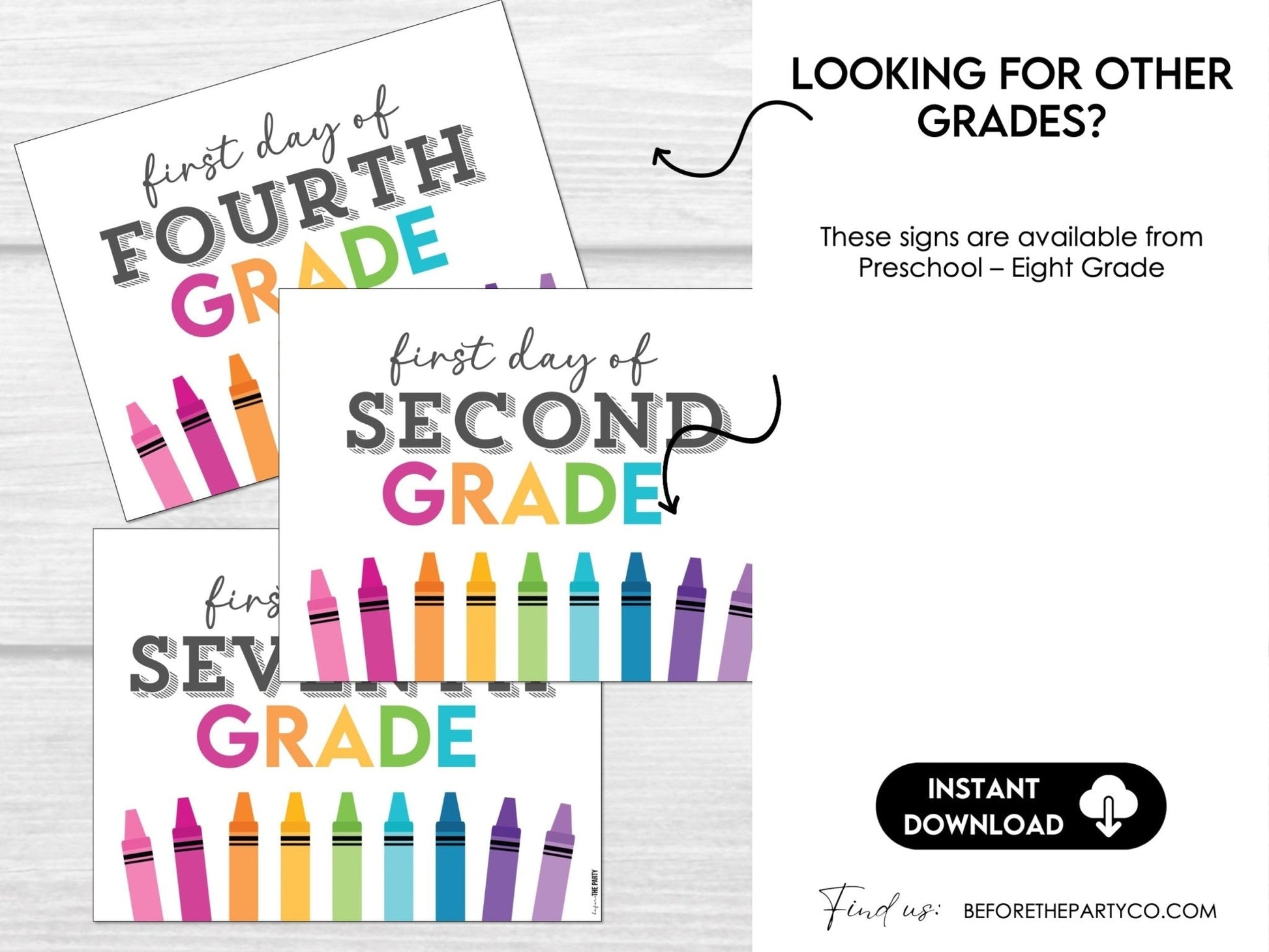 First Day Day of Kindergarten, Back to School School Signs - Before The Party