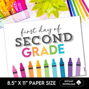 First Day Day of SECOND Grade, Back to School School Signs for 2nd Grade - Before The Party