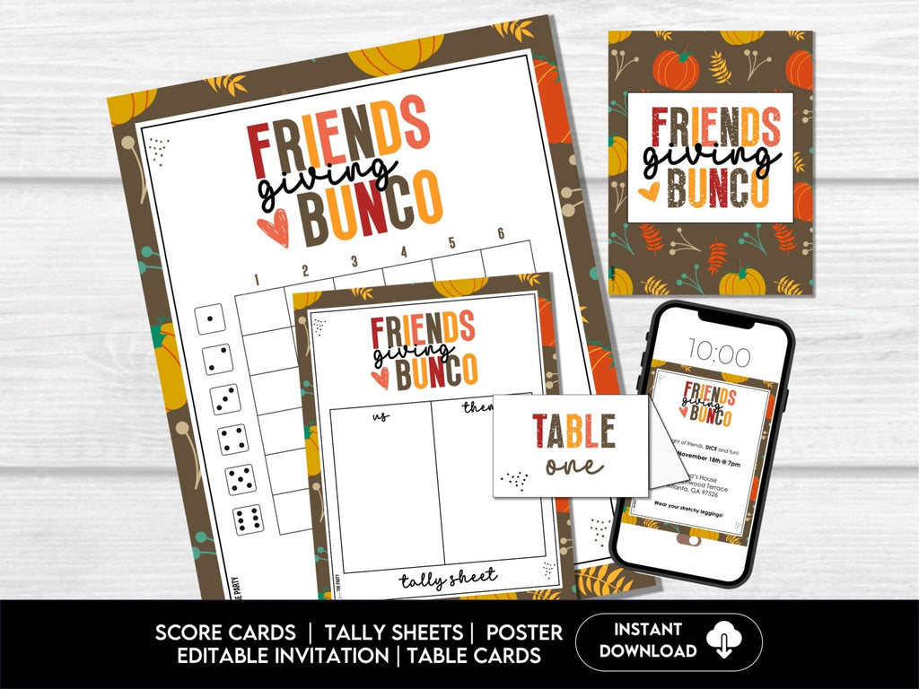 Friendsgiving Bunco Score Sheets, Thanksgiving Bunco Sheets, FALL Bunco - Before The Party