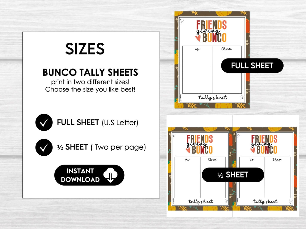 Friendsgiving Bunco Score Sheets, Thanksgiving Bunco Sheets, FALL Bunco - Before The Party