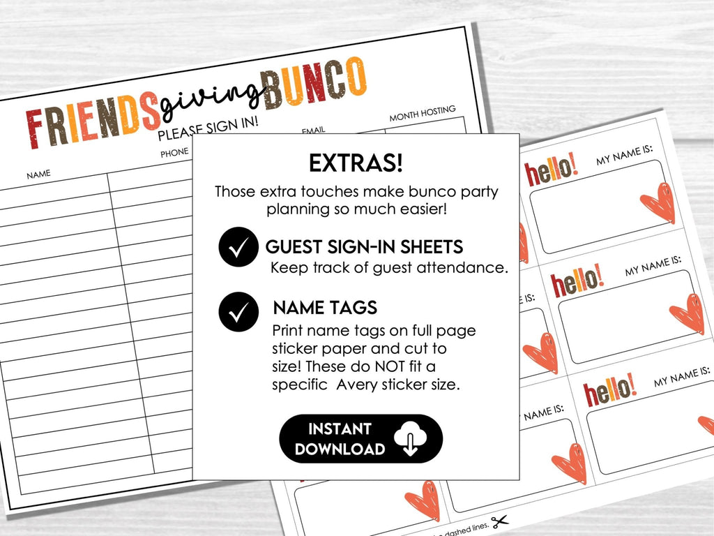 Friendsgiving Bunco Score Sheets, Thanksgiving Bunco Sheets, FALL Bunco - Before The Party