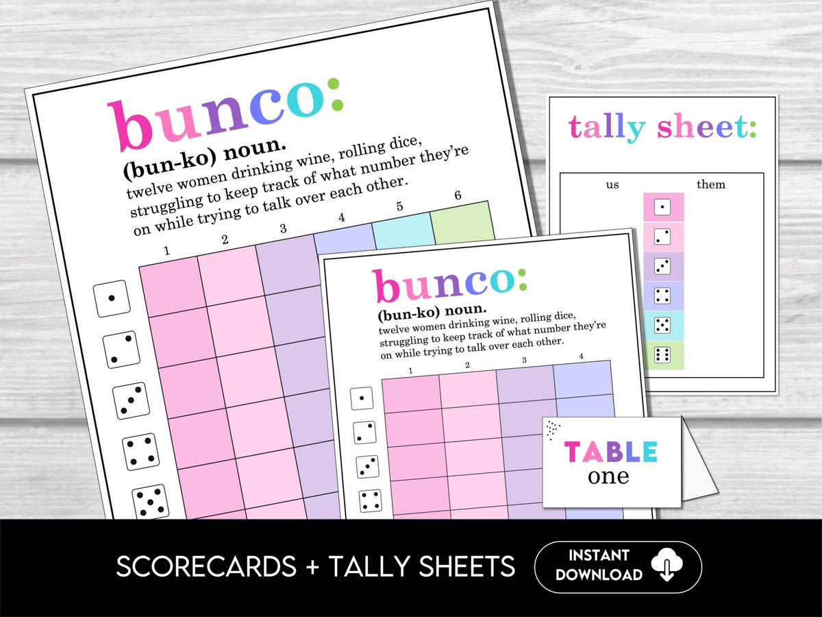 Simple Bunco Score Cards, Modern Bunco Invitation, NO Theme Bunco Night ...