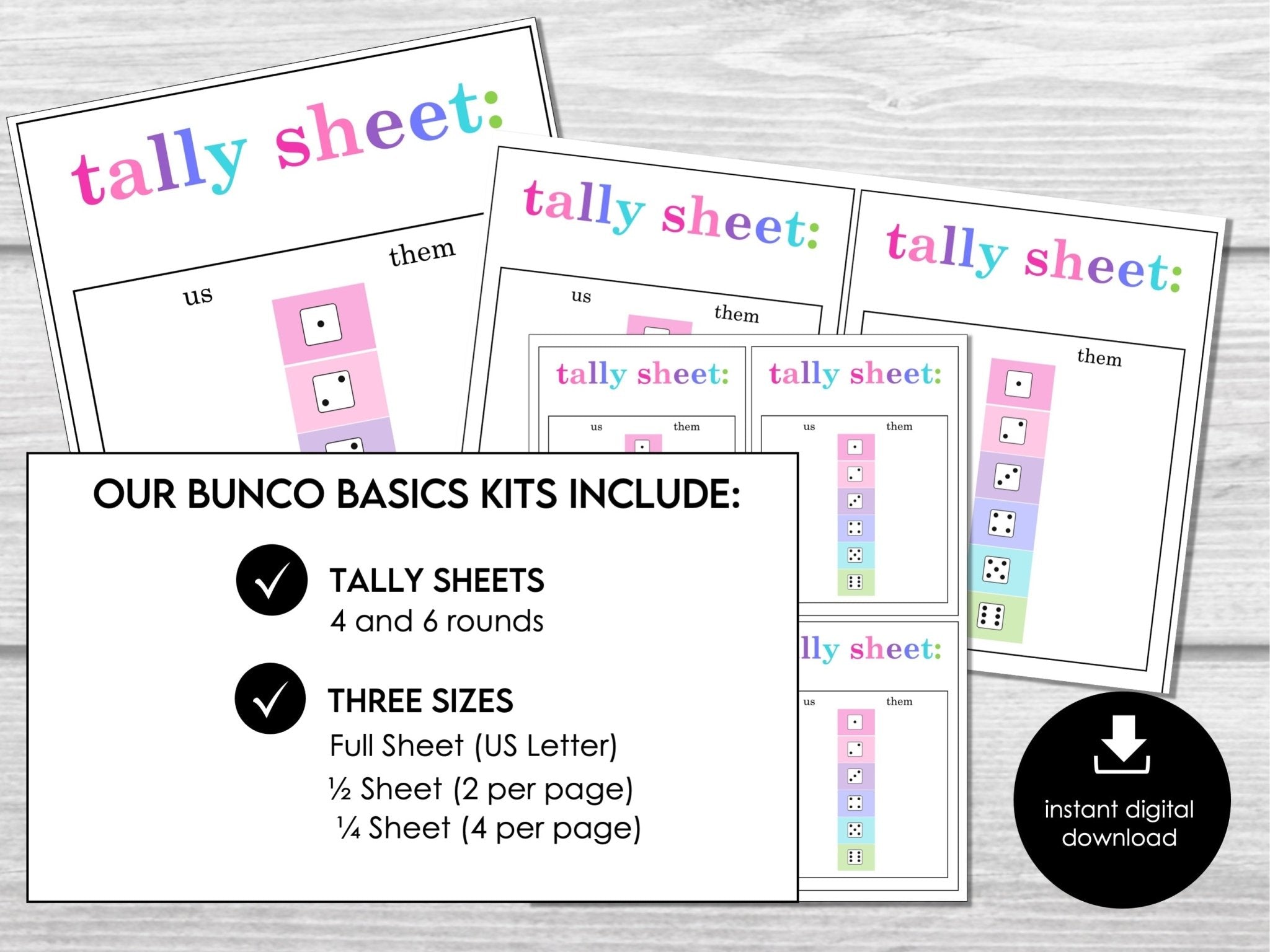 Simple Bunco Score Cards, Modern Bunco Invitation, NO Theme Bunco Night ...