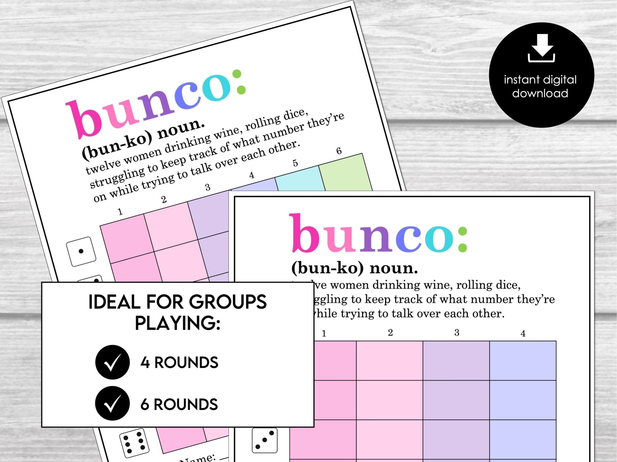 Simple Bunco Score Cards, Modern Bunco Invitation, NO Theme Bunco Night ...