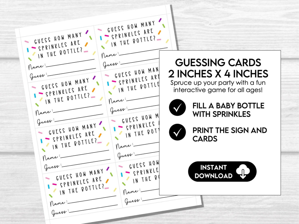 Game Guess How Many Sprinkles Are in the Bottle? Sprinkle Baby Shower Guessing Game, Printable for Boy or Girl Baby Shower, Game for Groups - Before The Party