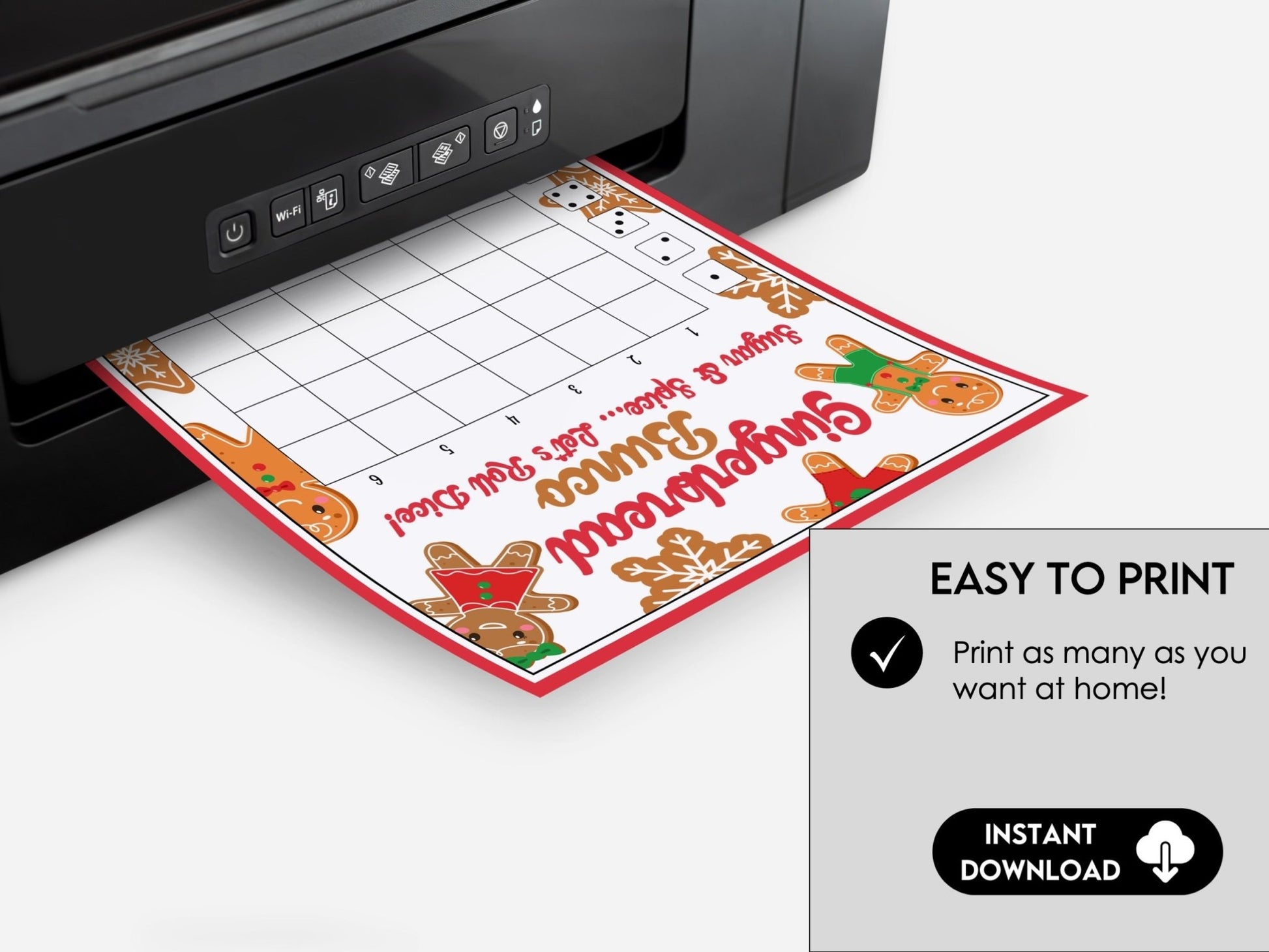 Gingerbread Bunco - Winter Bunco Score Cards, Tally Sheets, Table Cards