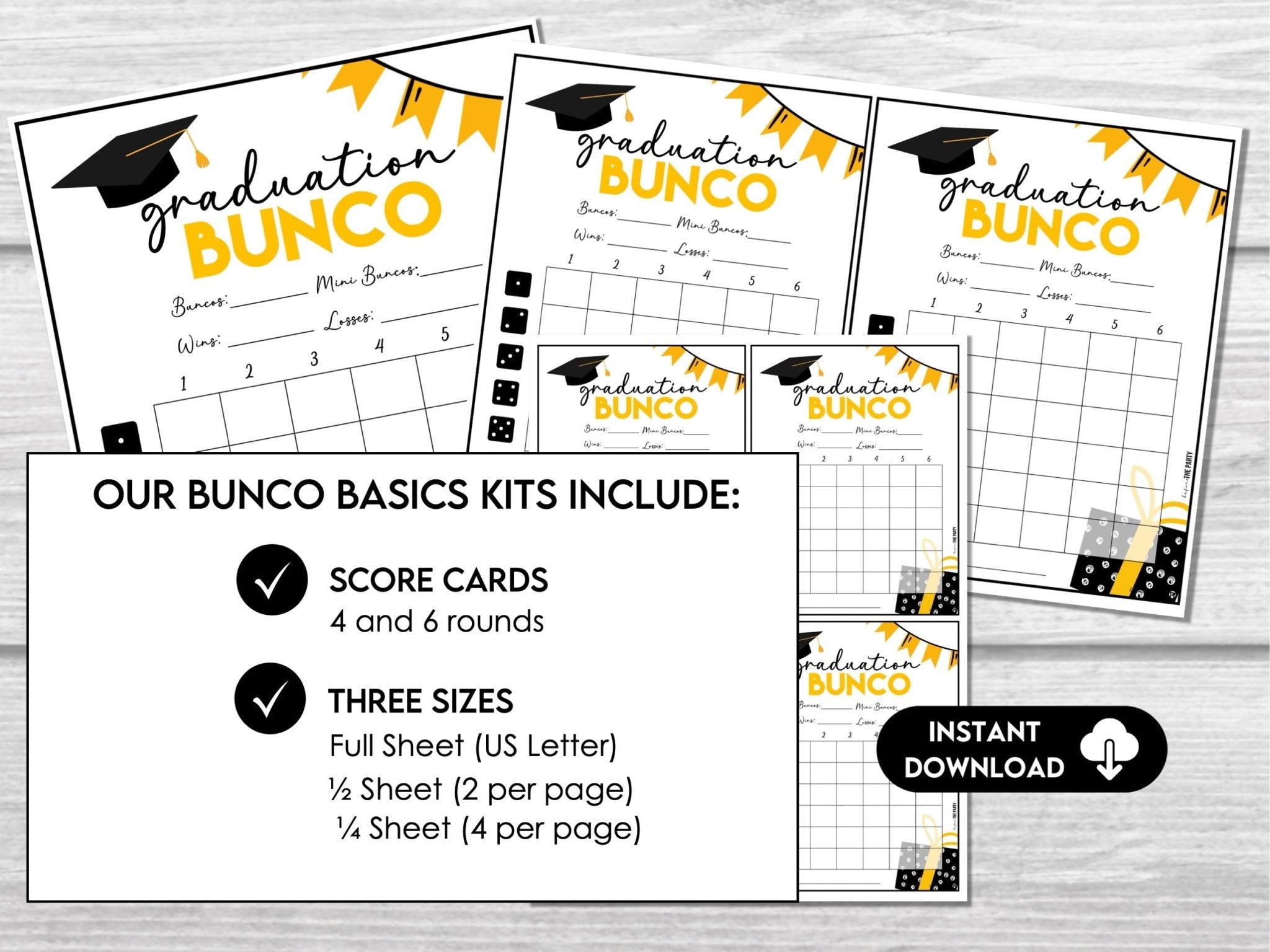 Graduation Party Bunco Score Cards, Graduate Bunco Invitation, Bunco Night - Before The Party