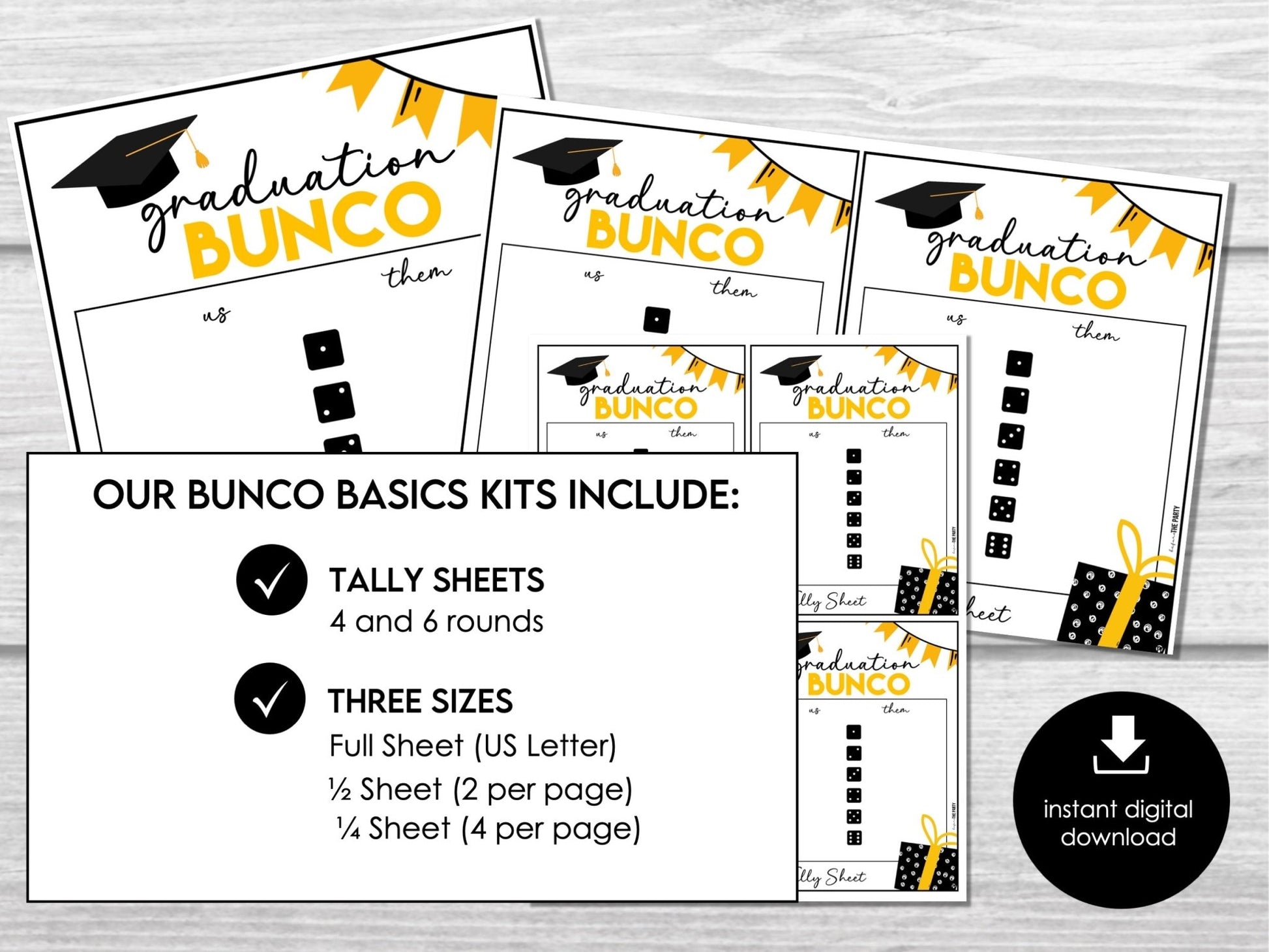 Graduation Party Bunco Score Sheets