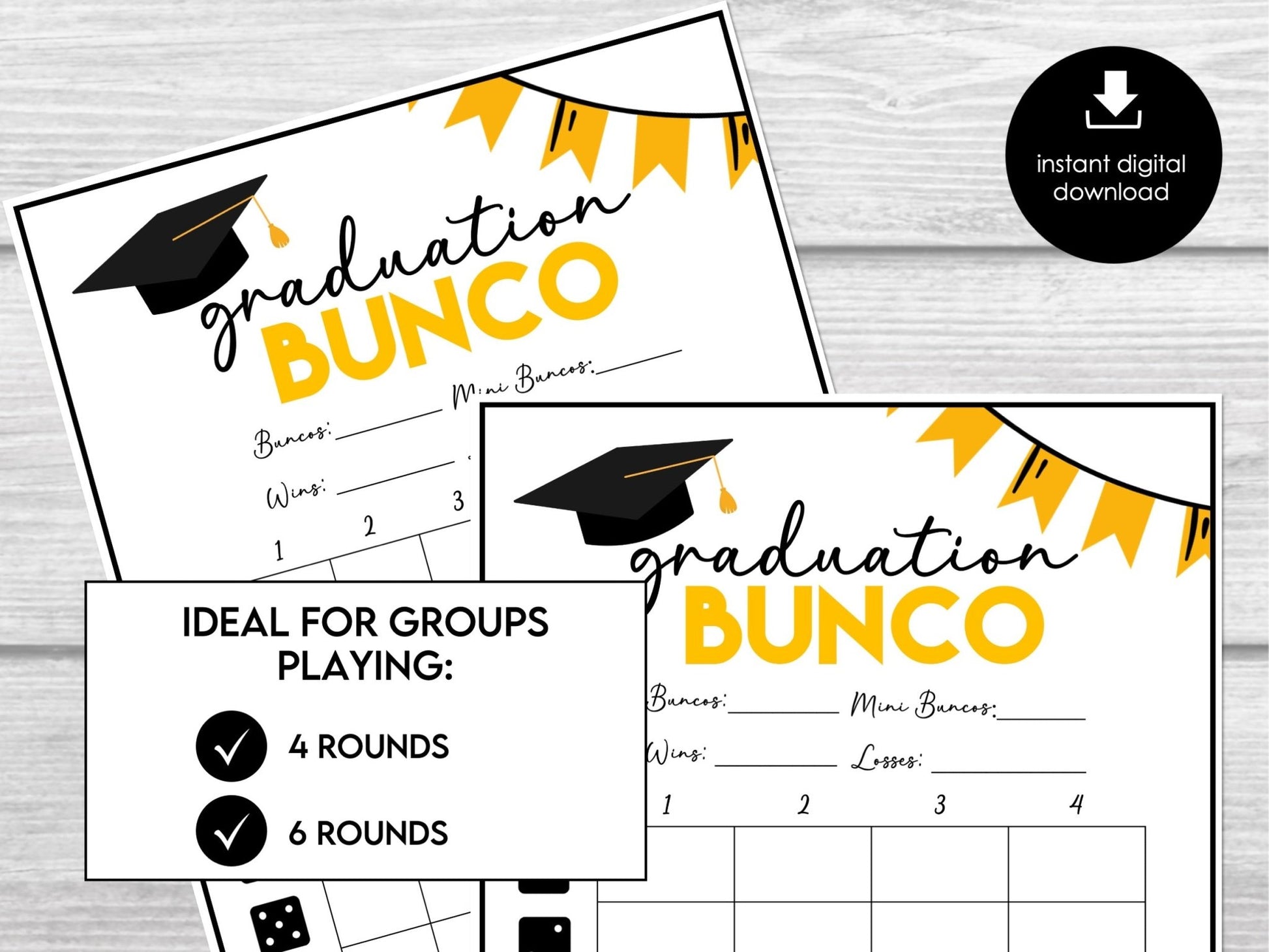 Graduation Party Bunco Score Sheets