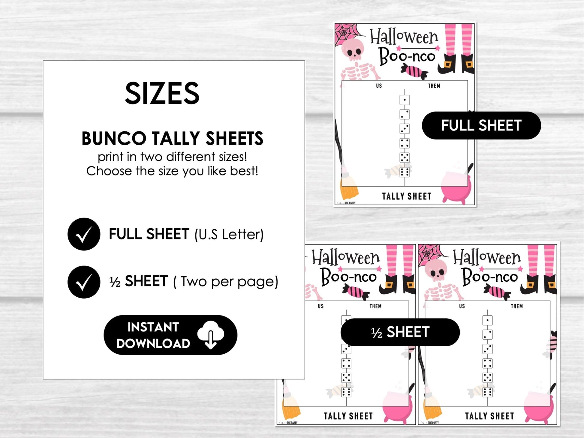 Halloween Bunco Bundle – Pastel Skeleton & Witch Printables