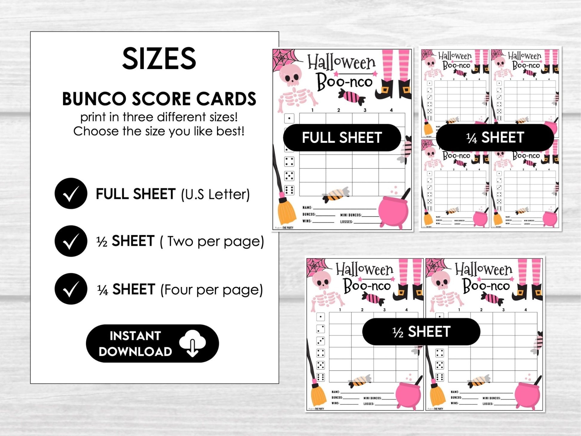 Halloween Bunco Bundle – Pastel Skeleton & Witch Printables
