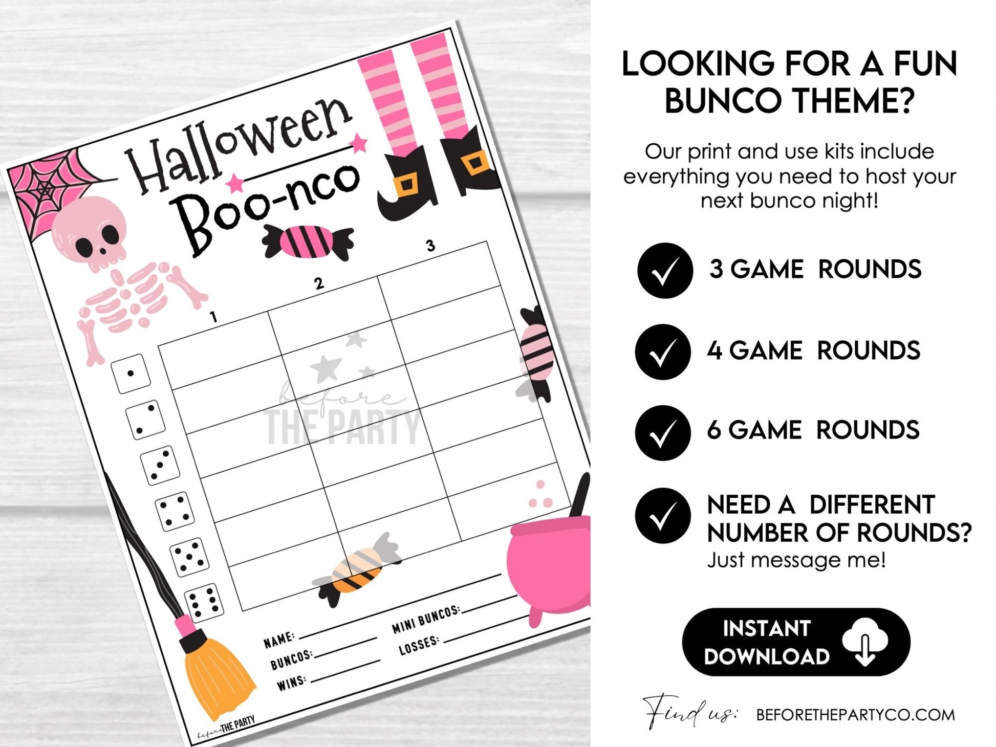 Halloween Bunco Bundle – Pastel Skeleton & Witch Printables