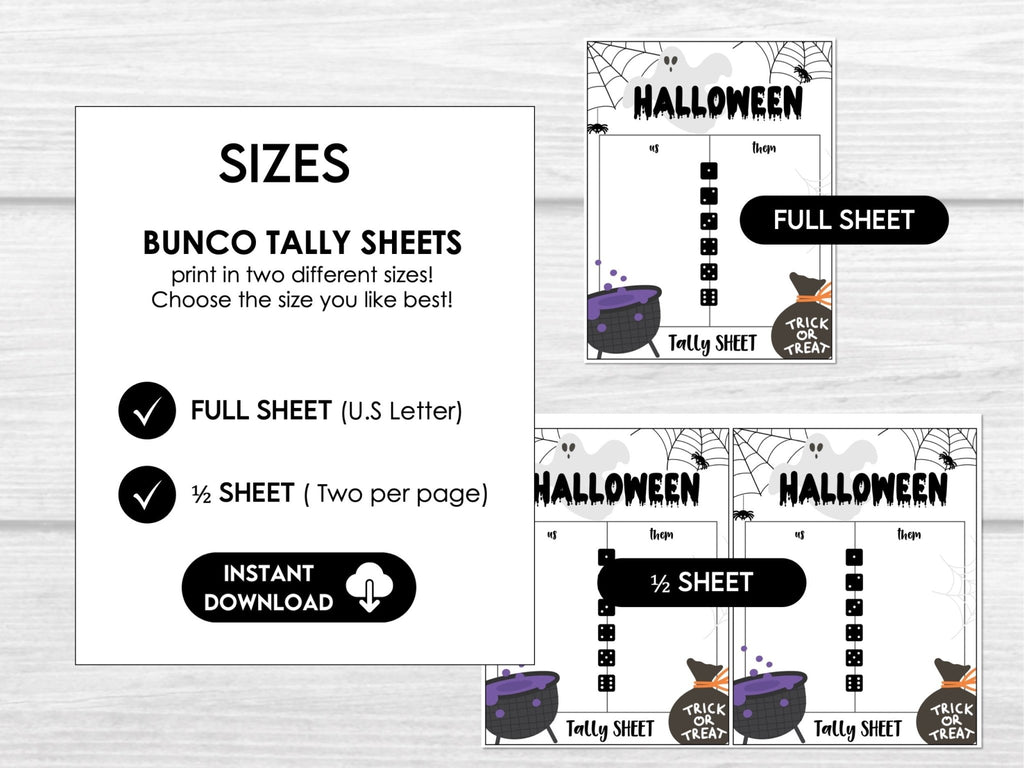 Halloween Bunco Score Cards, Bunco Printables, October Bunco Party Invitation, Tally Sheets - Before The Party