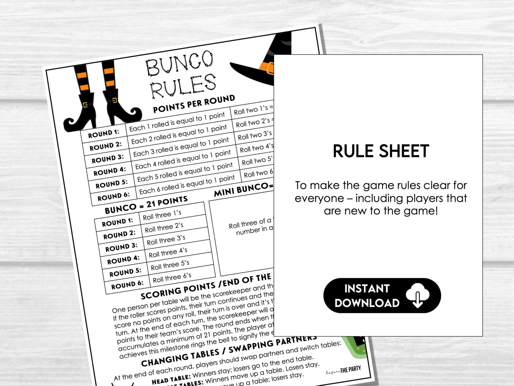 Halloween Bunco Score Cards, Bunco with my Witches Score Sheets, October Bunco