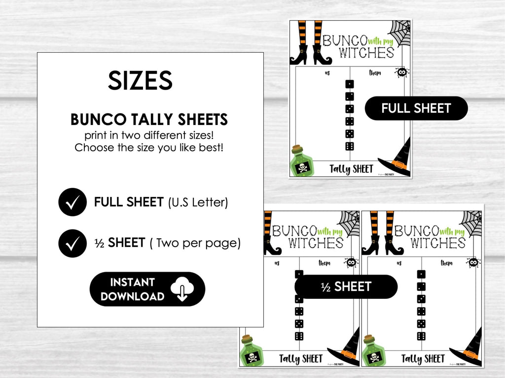 Halloween Bunco Score Cards, Bunco with my Witches Score Sheets, October Bunco - Before The Party