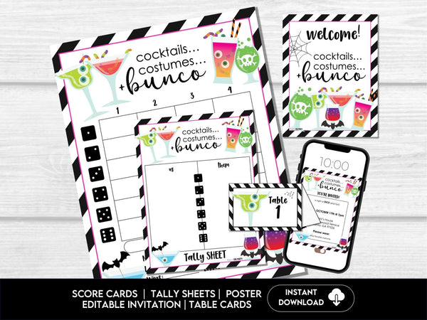 Halloween Bunco Score Cards, Costume Party Bunco, Score Sheets, October Bunco - Before The Party