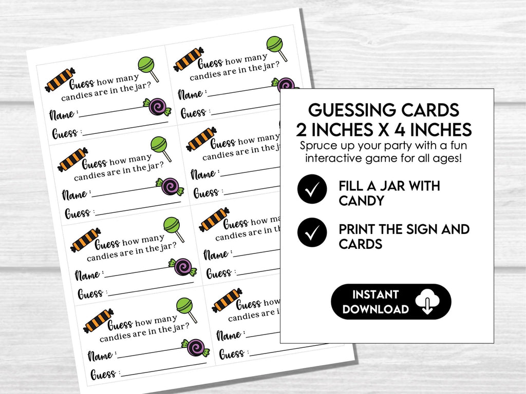 Halloween Candy Guessing Game Poster and Cards - Before The Party