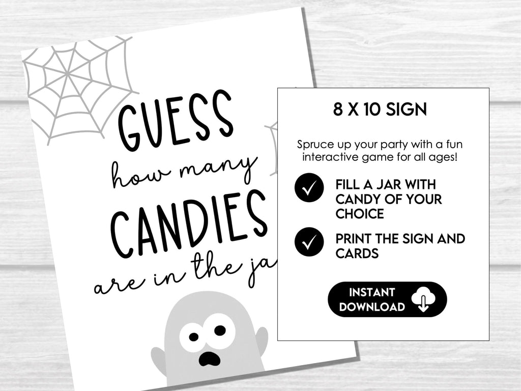 Halloween Candy Party Game - Guessing Game Poster and Cards - Before The Party