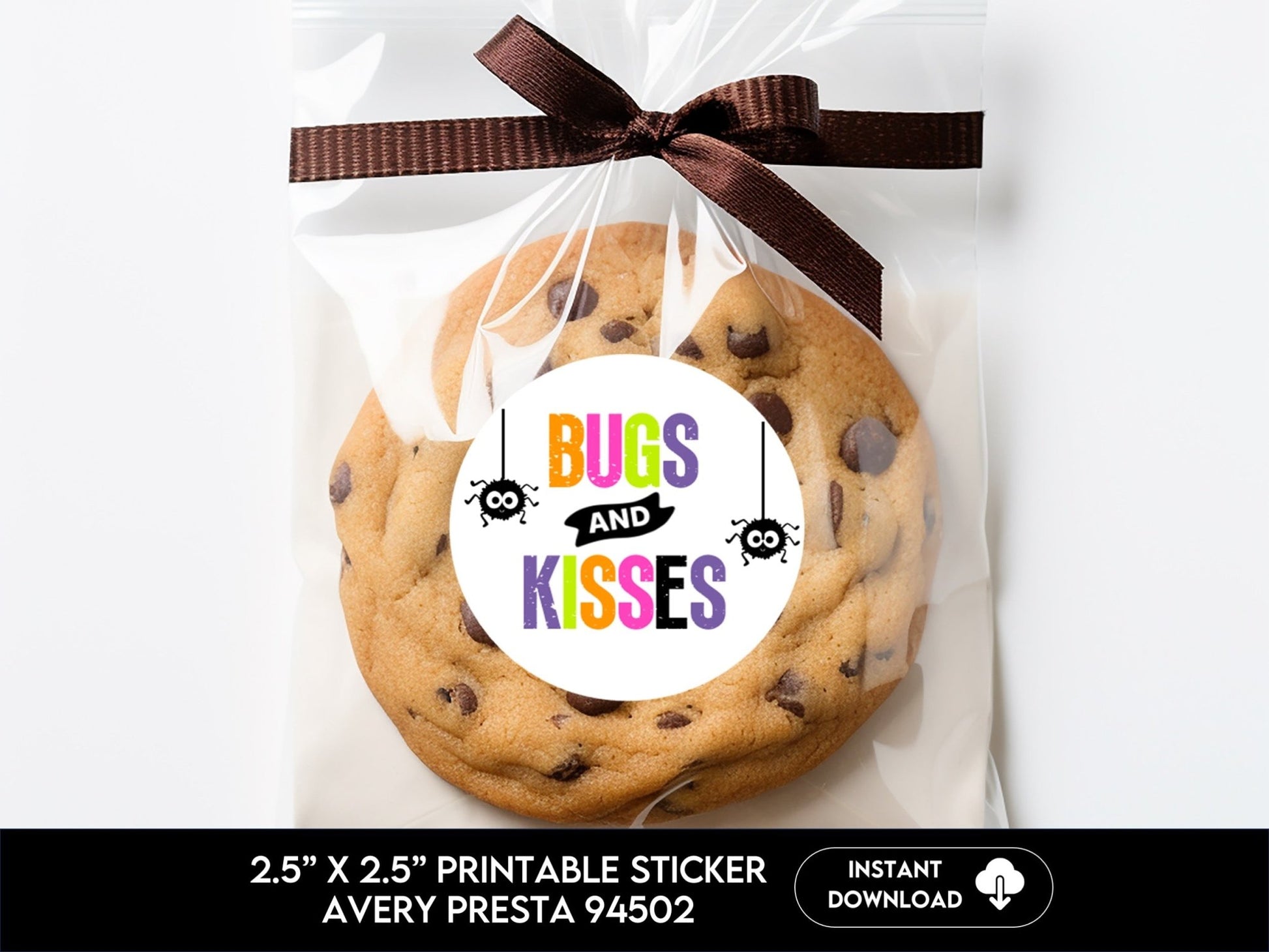 Halloween Favor Stickers, Halloween Trick Or Treat Cookie Tag, Halloween Treat Tag, Spooky Halloween Gift Tag, Bugs and Kisses Sticker - Before The Party