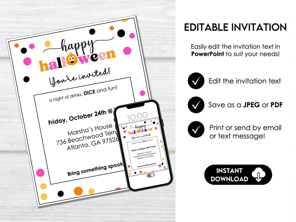 Halloween Pink Polka Dots & Pumpkins Bunco Sheets, Halloween Theme Bunco Party, Bunco Cards - Before The Party