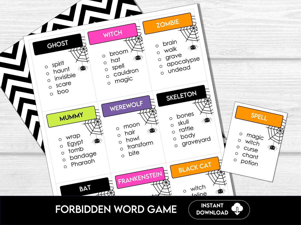 Halloween Word Game Cards | Guess the Word Halloween Party Game | Family Activity | Fun Halloween Group Party Game | Kids and Adults - Before The Party