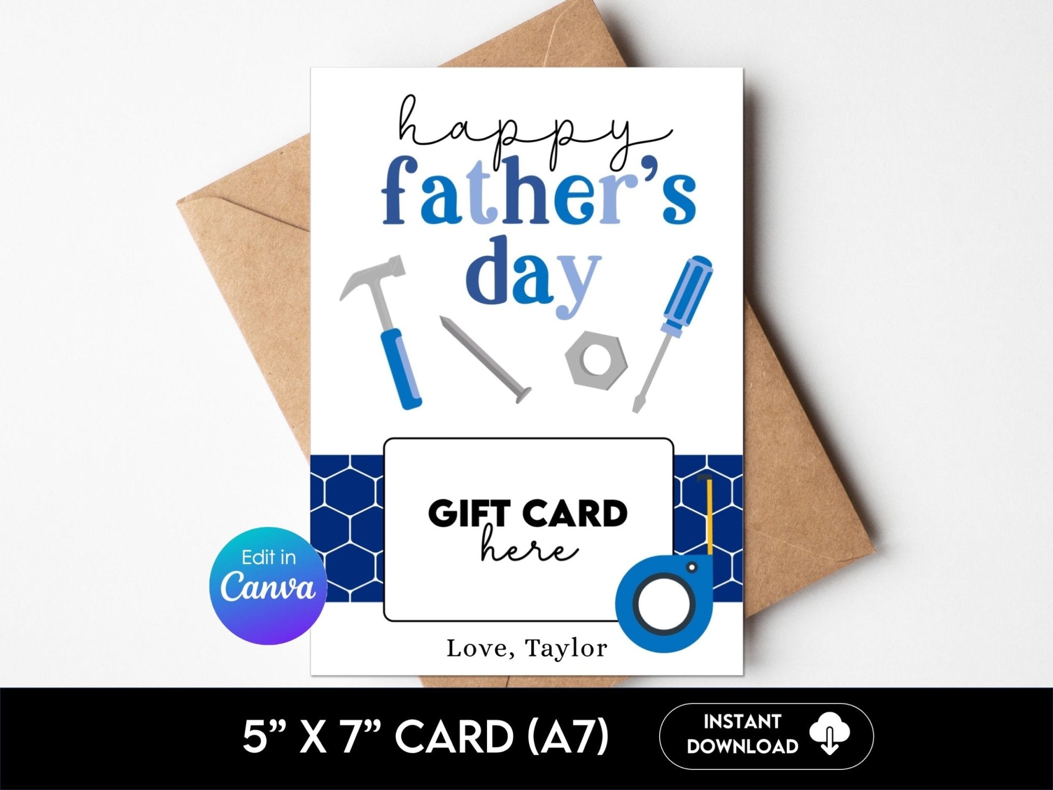 Happy Father's Day Gift Card Holder – Editable 5x7 Canva Template - Before The Party