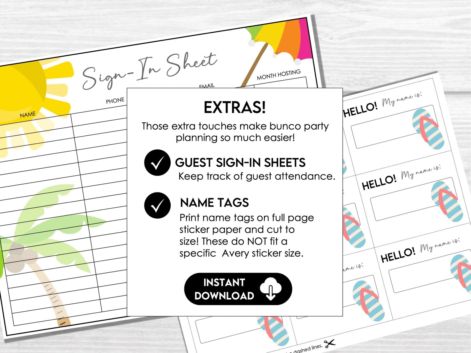 Hello Summer Bunco Score Cards - Beach Bunco Party Bunco Invitation - Before The Party