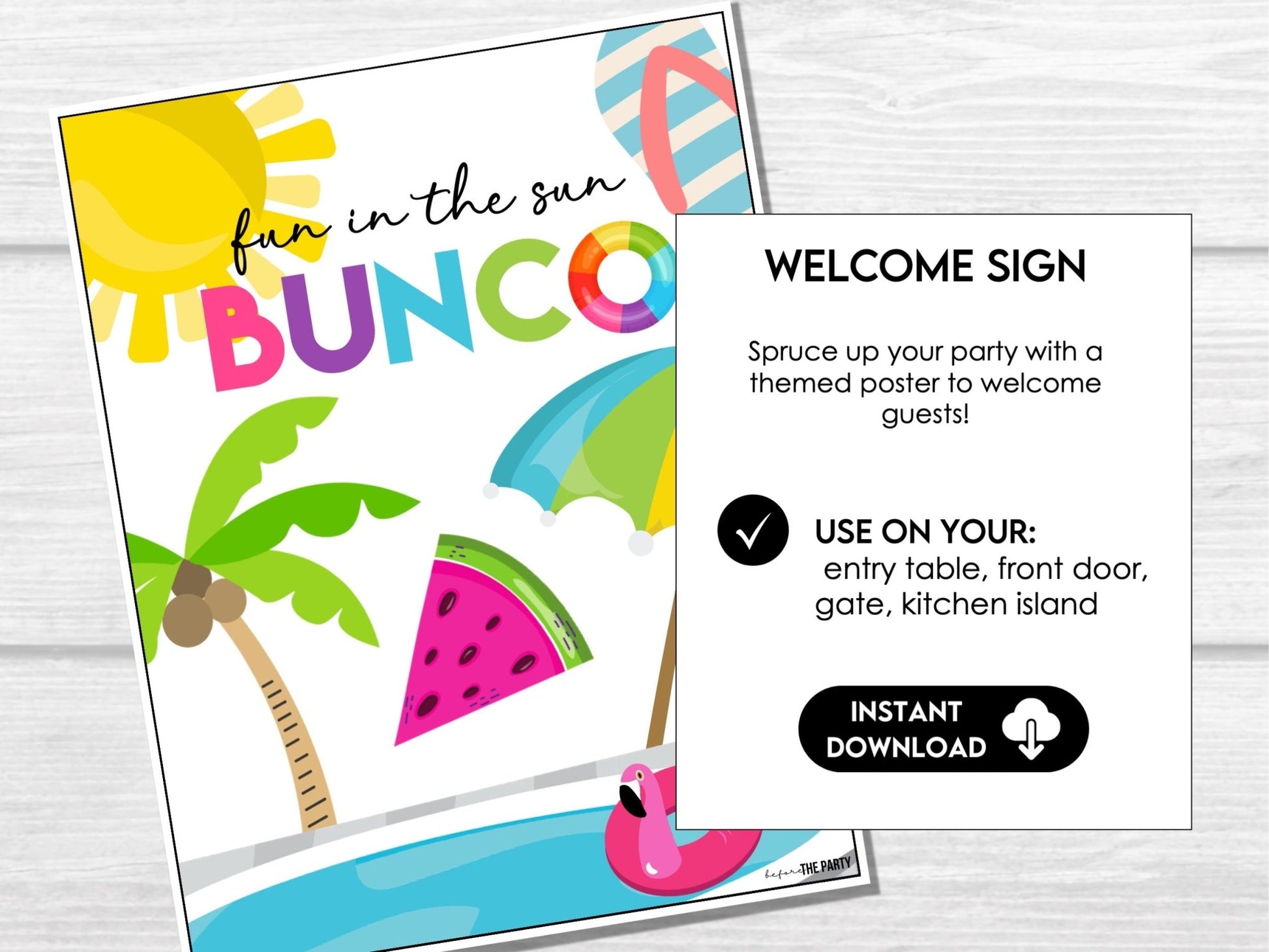 Hello Summer Bunco Score Cards - Beach Bunco Party Bunco Invitation - Before The Party