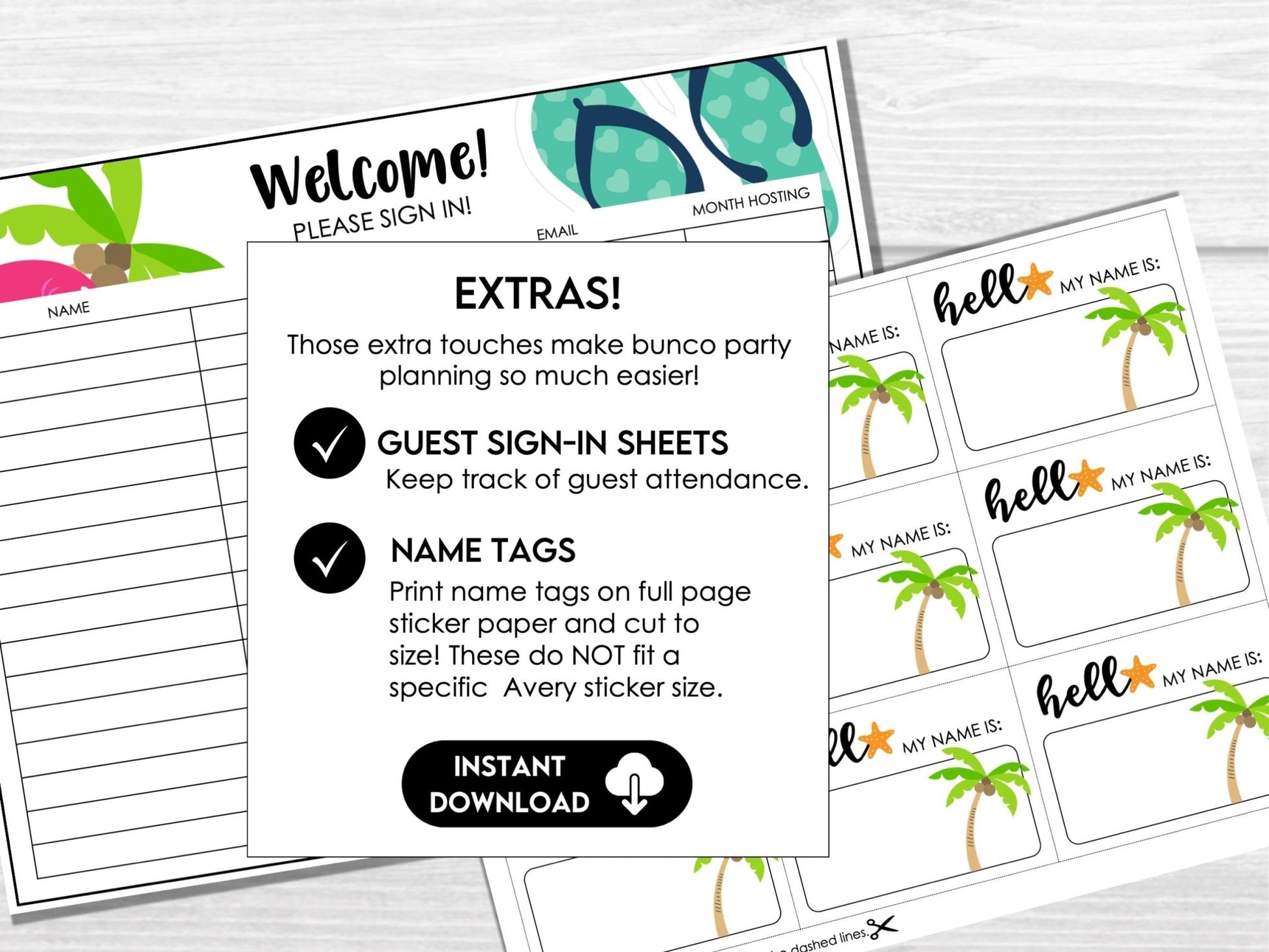 Hello Summer Bunco Score Cards - Beach Bunco Party Bunco Invitation, July, August Bunko - Before The Party
