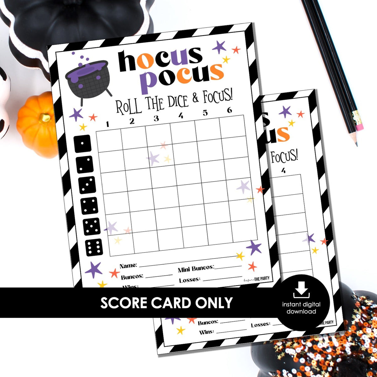 Hocus Pocus Halloween Bunco – Printable Score Cards Only