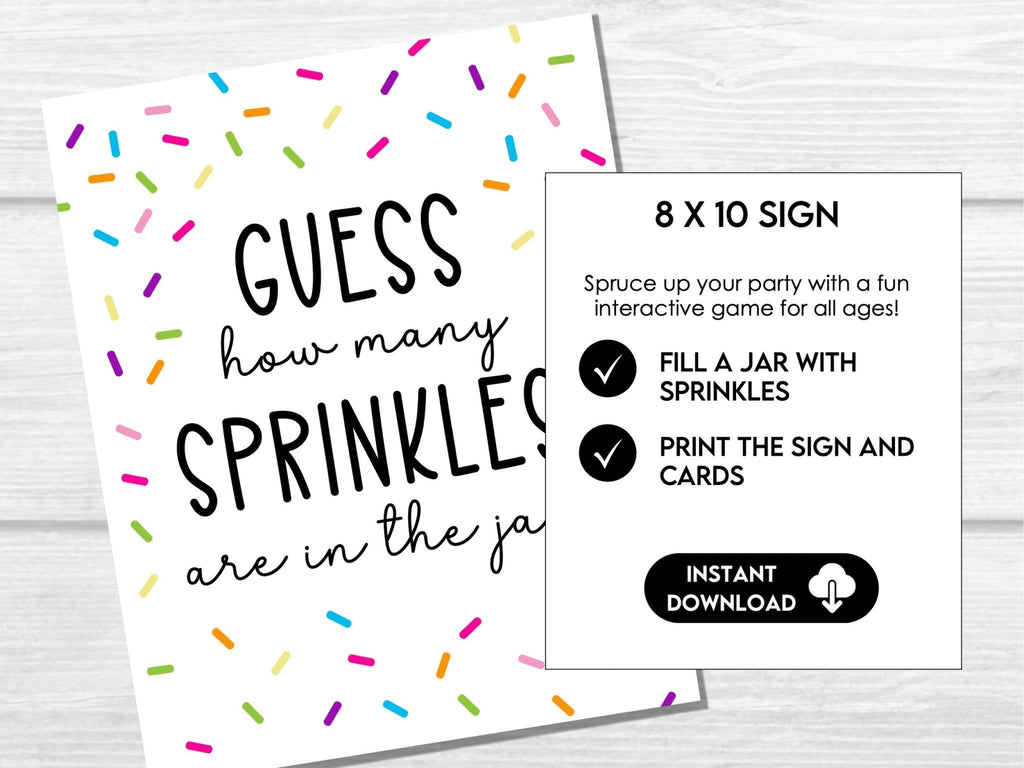 How Many Sprinkles Party Game, Baby Shower Game, Birthday Party, Printable for Boy or Girl Baby Shower Game for Groups, Fun Baby Sprinkle - Before The Party