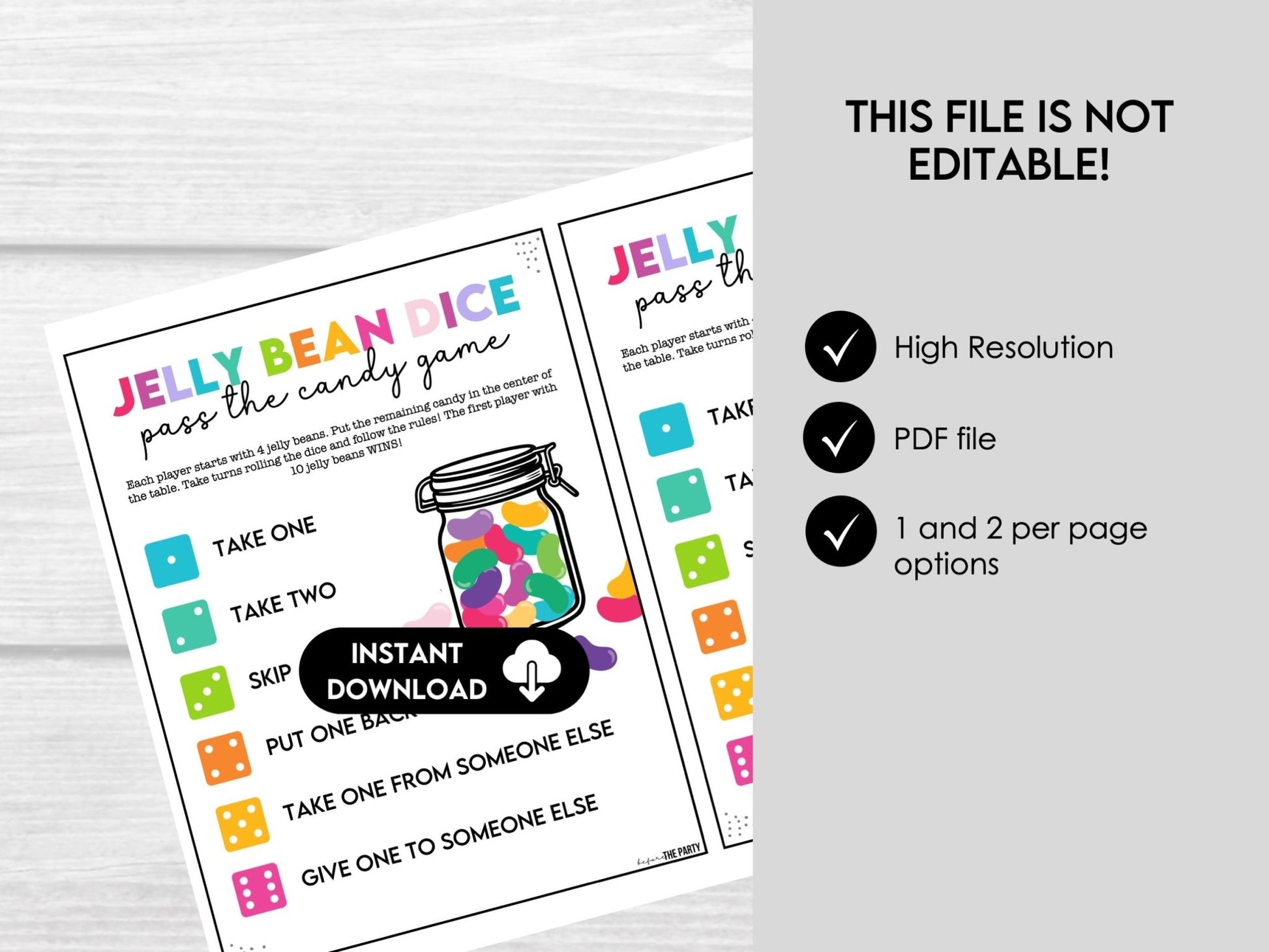 Jelly Bean Dice Game, Birthday Party Game, Easter Games, Party Games for Kids and Adults, Classroom Fun, Church Event Activity, Candy Game - Before The Party