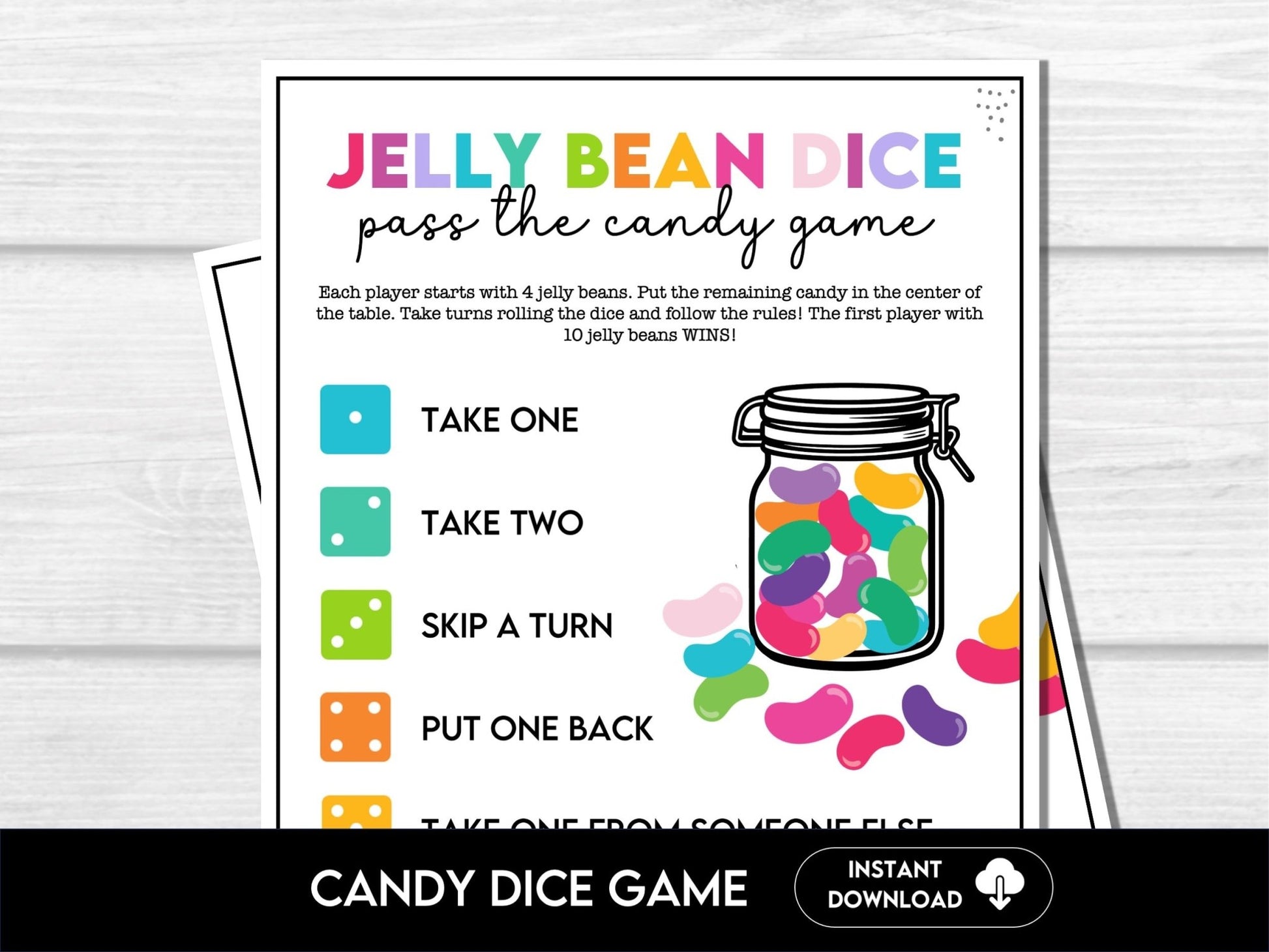 Jelly Bean Dice Game, Birthday Party Game, Easter Games, Party Games for Kids and Adults, Classroom Fun, Church Event Activity, Candy Game - Before The Party