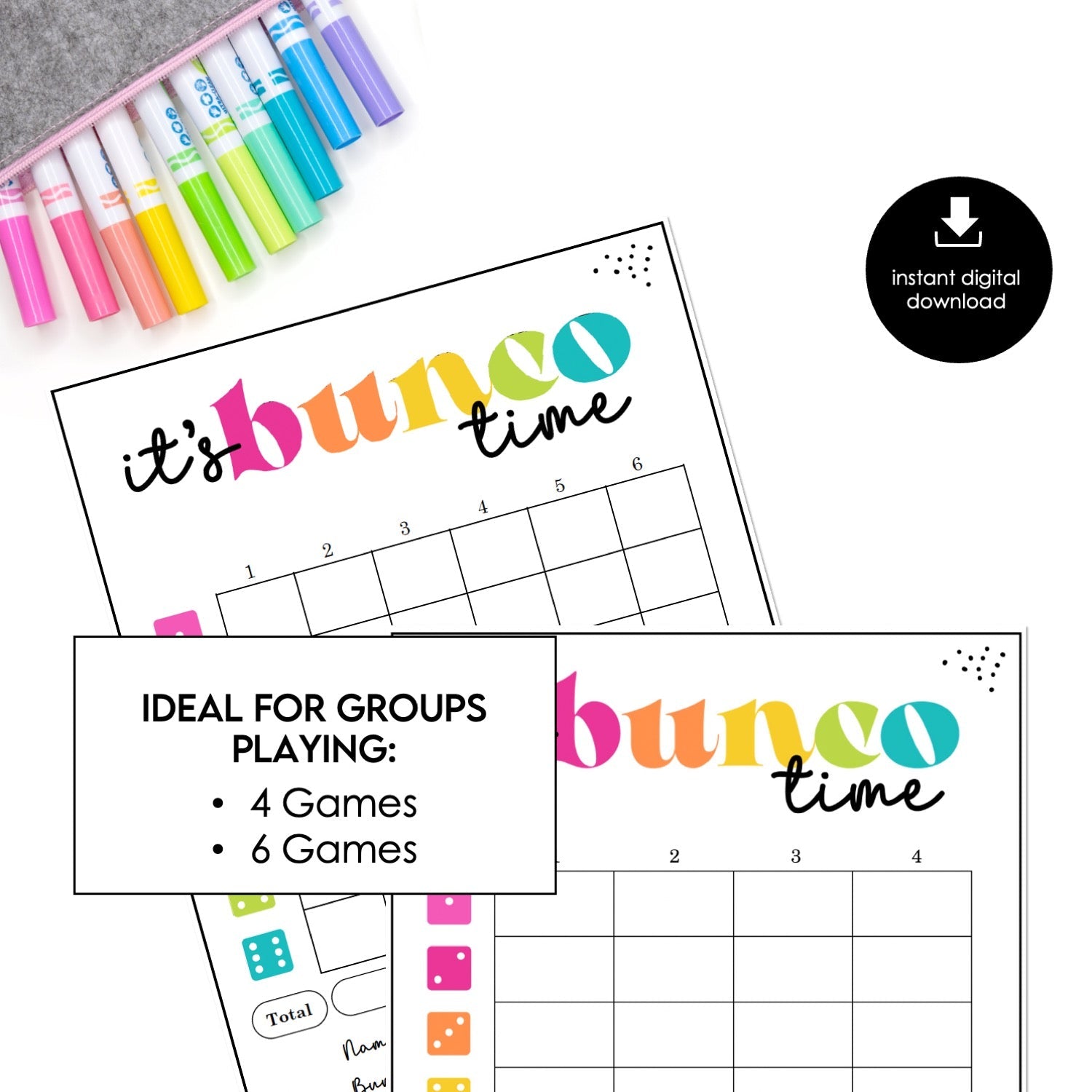 Ladies Game Night Bunco Score Cards – Printable Instant Download (Cards Only)