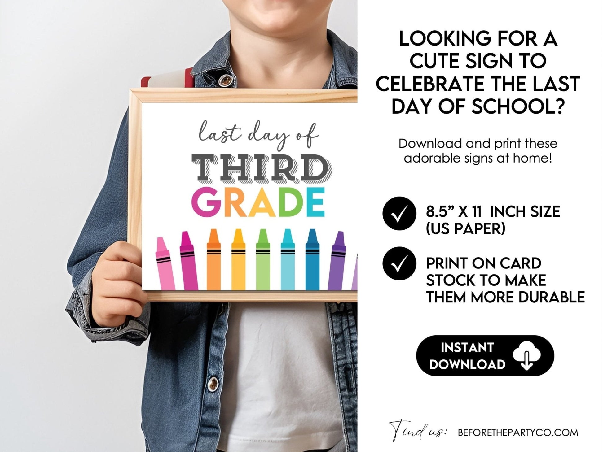 Last Day of Third Grade Sign, End of the Year School Signs for 3rd Grade