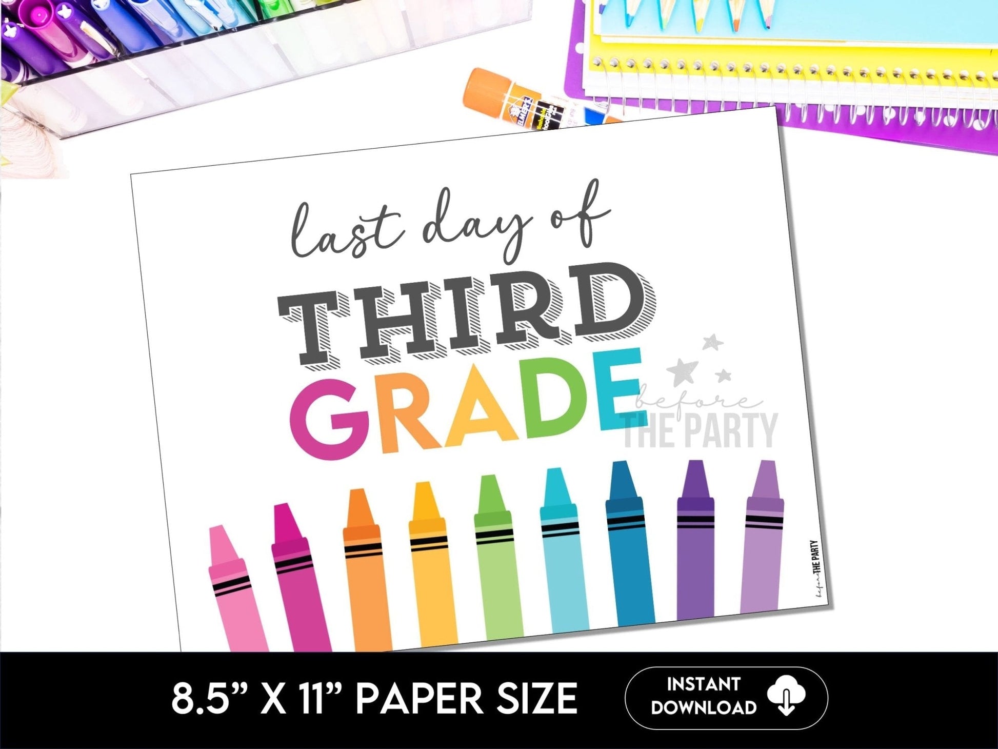 Last Day of Third Grade Sign, End of the Year School Signs for 3rd Grade