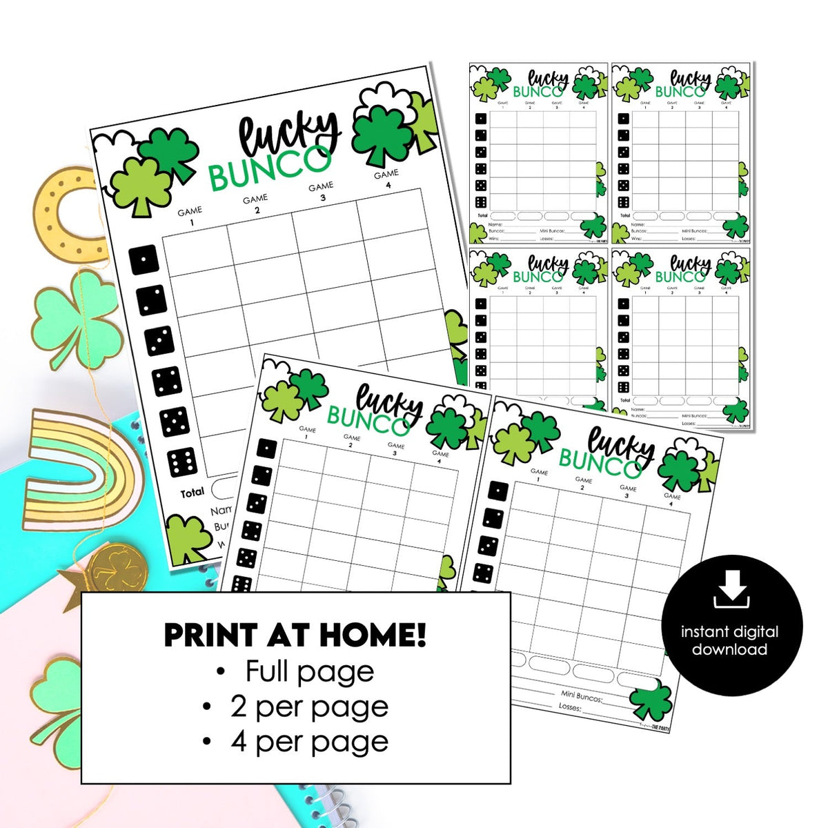 St. Patrick’s Day Lucky Bunco Score Cards Printable – Before The Party