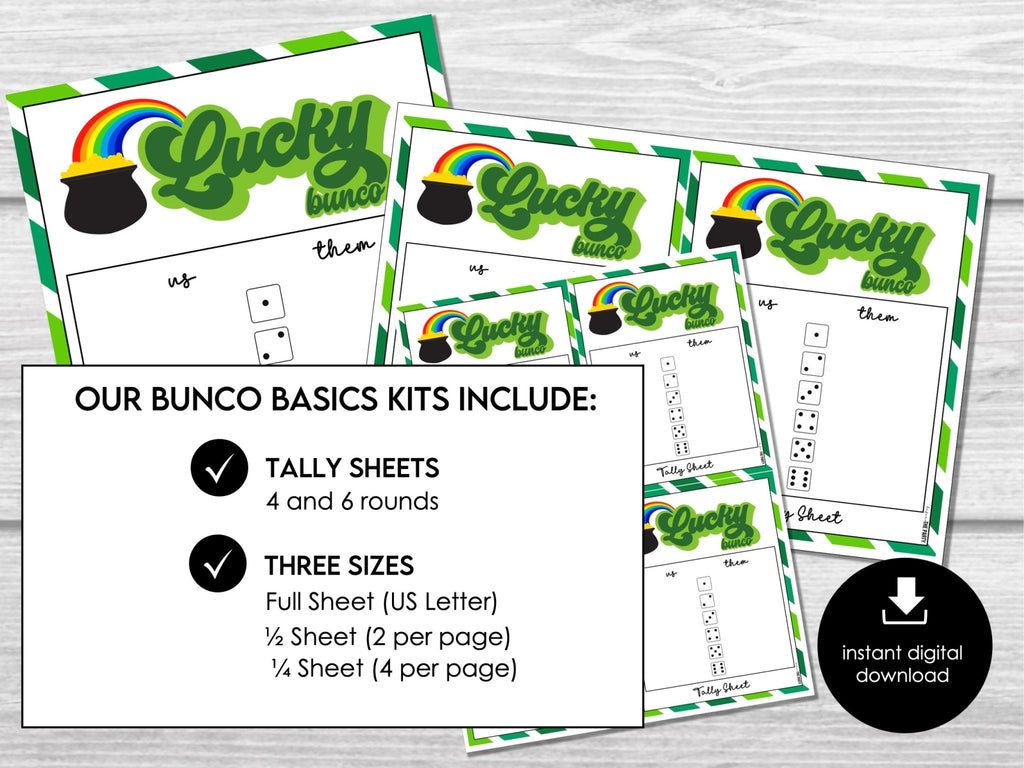 March Bunco Score Sheets, St. Patricks Bunco Sheets, St. Patrick's Bunco Game, Lucky Bunco Cards, Lucky Bunco Party, St. Patrick's Dice Game - Before The Party