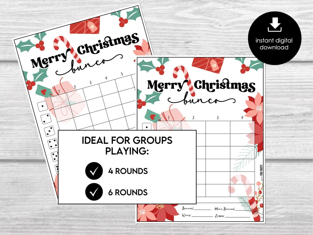 Merry Christmas BUNCO Game, Printable Bunco Score Cards - Before The Party