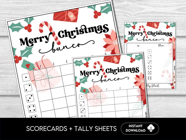 Merry Christmas BUNCO Game, Printable Bunco Score Cards - Before The Party