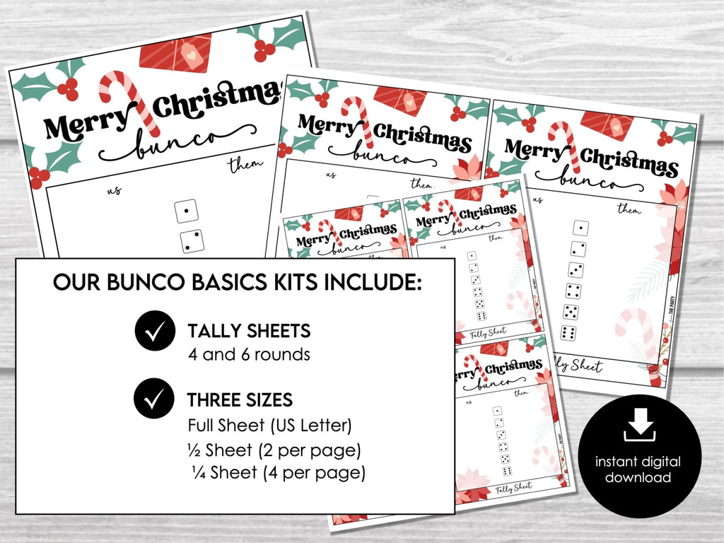 Merry Christmas BUNCO Game, Printable Bunco Score Cards - Before The Party