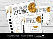New Year Bunco Party Score Cards, Black & Gold, New Year's Eve Party Game, 4 and 6 game rounds, Holiday Bunco, January Bunco Game - Before The Party