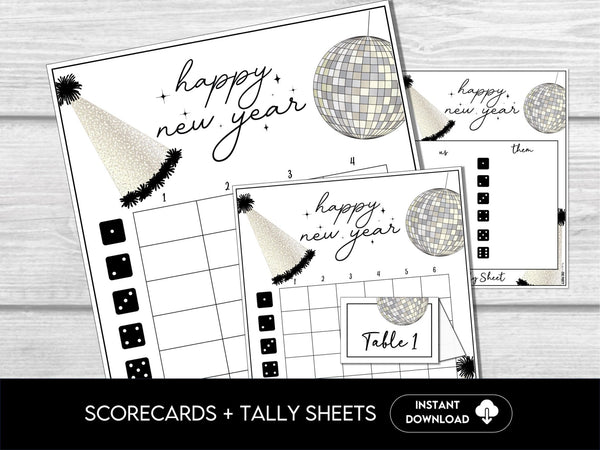 New Year's Eve Bunco Scorecards, Bunco Game, NYE Bunco, Bunco Score Sheets for New Years Eve Party, Holiday Bunco, January Bunco Game - Before The Party