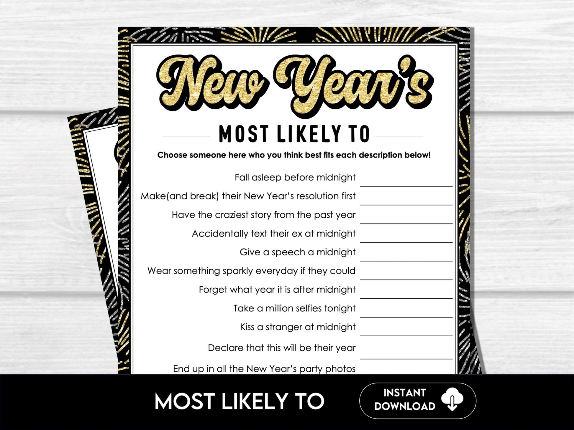 New Year's Eve Party Game, Who is most likely to?